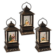 Lighted Spinning Bronzed Winter Wonderland Water Globe Lantern  (3 Count Assortment)
