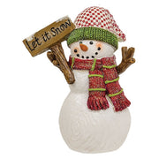 Glittered Resin Woodland Snowman Figurine - 6.5"H  (3 Count Assortment)