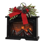 Frosty Winter Floral Fire Glow Fireplace Lantern - 11"x4.5"H  (2 Count Assortment)