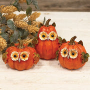 Resin Harvest Owl Pumpkin  (3 Count Assortment)