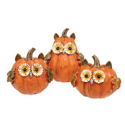Resin Harvest Owl Pumpkin  (3 Count Assortment)