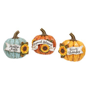 Resin Harvest Words & Sunflowers Pumpkin  (3 Count Assortment)