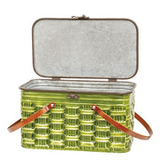Distressed Green Metal Picnic Baskets (Set of 2)