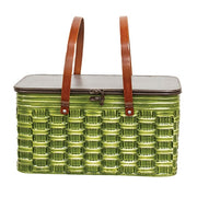 Distressed Green Metal Picnic Baskets (Set of 2)