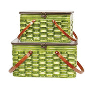 Distressed Green Metal Picnic Baskets (Set of 2)