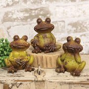 Resin Sitting Frog - 4"H  (3 Count Assortment)