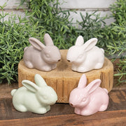 Ceramic Pastel Laying Easter Bunny Figure  (4 Count Assortment)