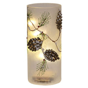 LED Frosted Pinecone Glass Pillar  (2 Count Assortment)
