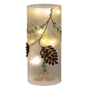 LED Frosted Pinecone Glass Pillar  (2 Count Assortment)
