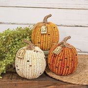 Harvest Words Corn Pumpkin - 6"H  (3 Count Assortment)