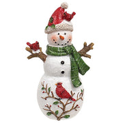 Glittered Resin Cardinal Friends & Vine Snowman  (2 Count Assortment)