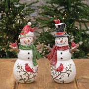 Glittered Resin Cardinal Friends & Vine Snowman  (2 Count Assortment)