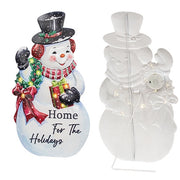 Holiday Home Santa/Snowman LED Metal Easel  (2 Count Assortment)