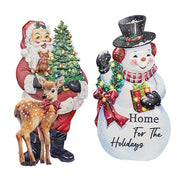 Holiday Home Santa/Snowman LED Metal Easel  (2 Count Assortment)