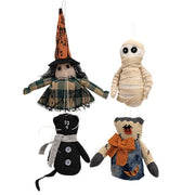 Stuffed Primitive Fabric Halloween Ornament  (4 Count Assortment)