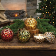 Antiqued Glass Battery Operated Christmas Ornament Candle  (4 Count Assortment)