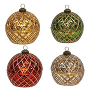 Antiqued Glass Battery Operated Christmas Ornament Candle  (4 Count Assortment)