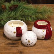Stacking Ceramic Snowman Winter Pine Candle (Set of 3)