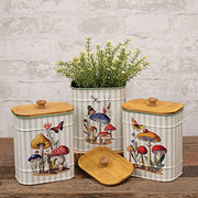 Mushroom Patch Metal Container with Lid  (3 Count Assortment)