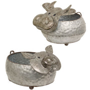 Hammered Metal Farm Animal Planter  (2 Count Assortment)