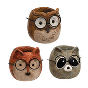 Resin Spectacled Garden Friend Planter  (3 Count Assortment)