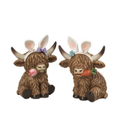 Resin Easter Highland Cow  (2 Count Assortment)