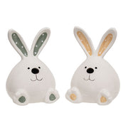 Ceramic Polka Dot Ear Sitting Easter Bunny  (2 Count Assortment)