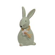 Ceramic Standing Bunny with Flower & Raffia Bow  (3 Count Assortment)