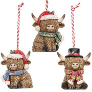 Resin Holiday Wear Highland Ornament  (3 Count Assortment)