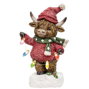 Lighted Winter Wear Resin Highland - 9"H  (2 Count Assortment)