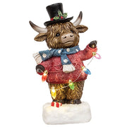 Lighted Winter Wear Resin Highland - 9"H  (2 Count Assortment)