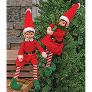 Dangle Leg Winter Elf Shelf Sitter - 14"H  (2 Count Assortment)