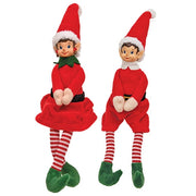 Dangle Leg Winter Elf Shelf Sitter - 14"H  (2 Count Assortment)