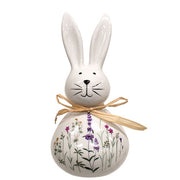 Ceramic Floral Easter Bunnies With Raffia Bow (Set of 3)