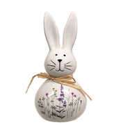 Ceramic Floral Easter Bunnies With Raffia Bow (Set of 3)