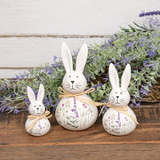 Ceramic Floral Easter Bunnies With Raffia Bow (Set of 3)
