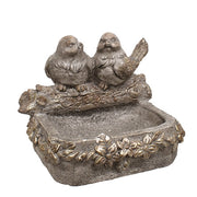 Distressed Stone Look Magnesium Bird Feeder With 2 Birds