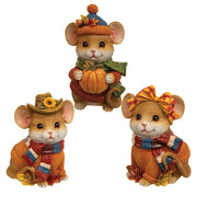Resin Harvest Mouse - 4.5"H  (3 Count Assortment)