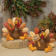 Resin Carved Look Harvest Turkey  (2 Count Assortment)