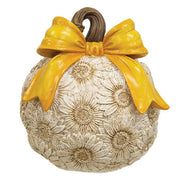 Resin Glittered Sunflower Pumpkin With Bow  (3 Count Assortment)