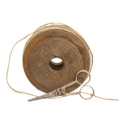 Antique Flat Jute Twine Spool with Scissors
