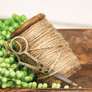 Antique Tall Jute Twine Spool with Scissors