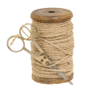 Antique Tall Jute Twine Spool with Scissors