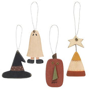 Primitive Wooden Halloween Ornaments (Set of 4)