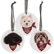 Doggy Christmas Wishes Round Ornament  (3 Count Assortment)