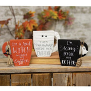 Wooden Halloween Mug Sitter  (3 Count Assortment)
