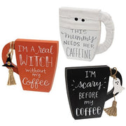 Wooden Halloween Mug Sitter  (3 Count Assortment)