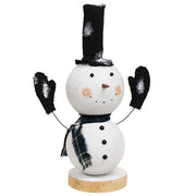 Glittered Roly Poly Top Hat Snowman on Base