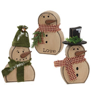 Chunky Wooden Snowman Sitter  (3 Count Assortment)