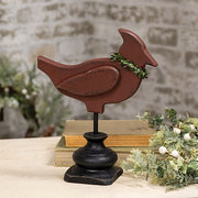 Carved Wooden Cardinal on Pedestal